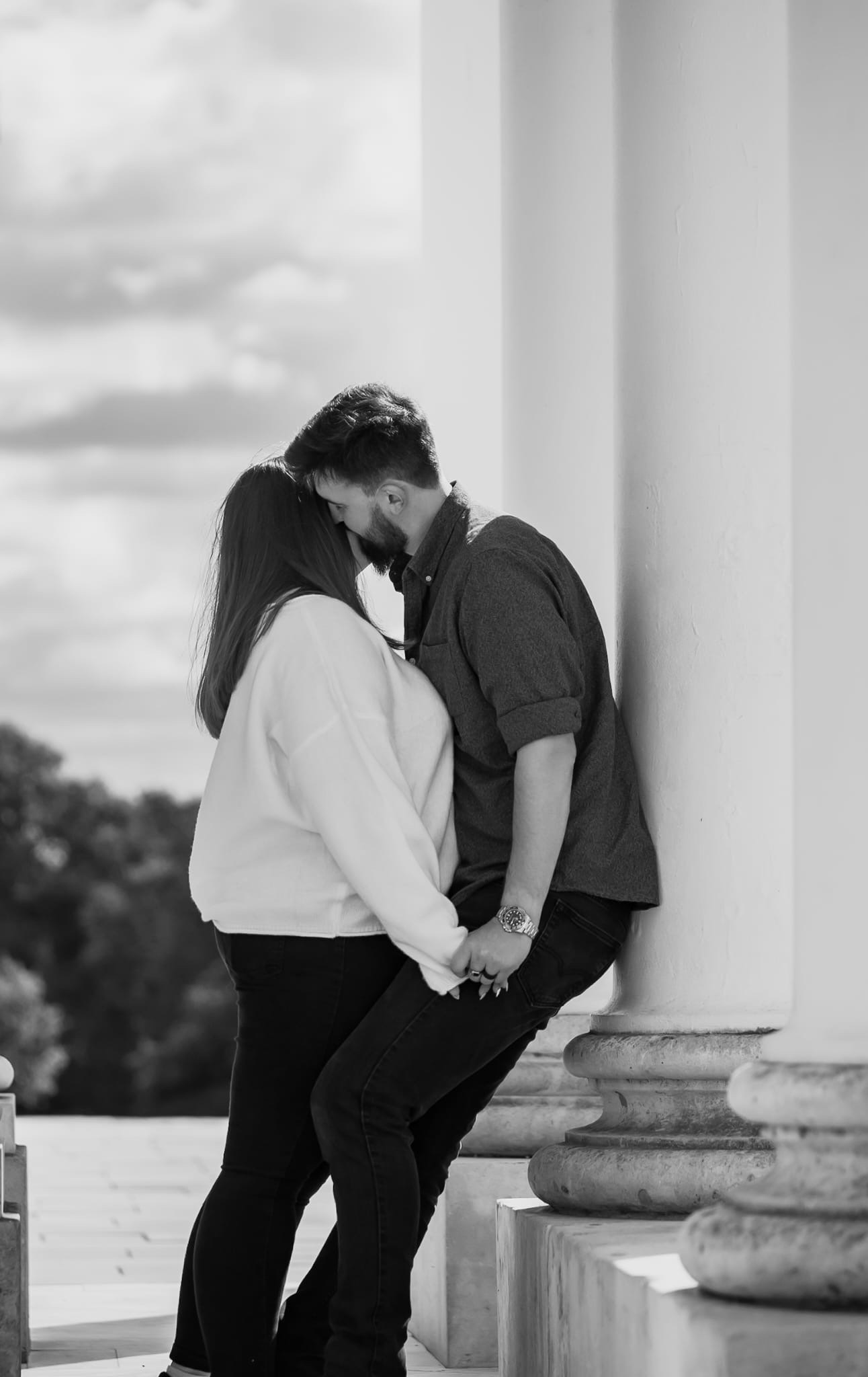 Adele and Jack by the columns
